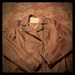 Brown Women's Anthropology Leather Jacket Size 4